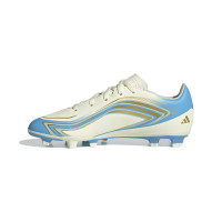 adidas F50 Messi Club Gras / Kunstgras Voetbalschoenen (MG) Kids Wit Lichtblauw Goud