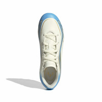 adidas F50 Messi Club Gras / Kunstgras Voetbalschoenen (MG) Kids Wit Lichtblauw Goud