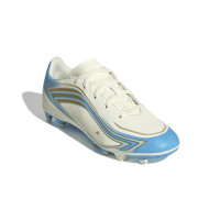 adidas F50 Messi Club Gras / Kunstgras Voetbalschoenen (MG) Kids Wit Lichtblauw Goud