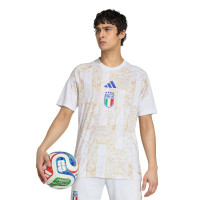 adidas Italië Pre-Match Trainingsshirt 2026-2028 Wit Goud Blauw