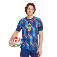 adidas Spanje Pre-Match Trainingsshirt 2026-2028 Donkerblauw Blauw Rood Oranje