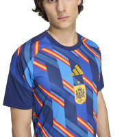adidas Spanje Pre-Match Trainingsshirt 2026-2028 Donkerblauw Blauw Rood Oranje