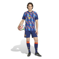 adidas Spanje Pre-Match Trainingsshirt 2026-2028 Donkerblauw Blauw Rood Oranje