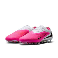 Nike Phantom 6 Low Elite Gras Voetbalschoenen (FG) Wit Felroze Zwart