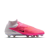 Nike Phantom 6 High Elite Gras Voetbalschoenen (FG) Wit Felroze Zwart
