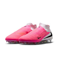 Nike Phantom 6 High Elite Gras Voetbalschoenen (FG) Wit Felroze Zwart