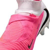 Nike Phantom 6 High Elite Gras Voetbalschoenen (FG) Wit Felroze Zwart