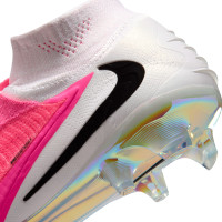 Nike Phantom 6 High Elite Gras Voetbalschoenen (FG) Wit Felroze Zwart