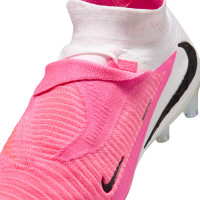 Nike Phantom 6 High Elite Kunstgras Voetbalschoenen (AG) Wit Felroze Zwart