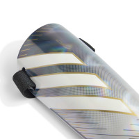 adidas F50 Match Kids Shin Guards Silver Grey White Gold Black