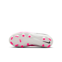 Nike Phantom 6 High Academy Gras / Kunstgras Voetbalschoenen (MG) Kids Wit Felroze Zwart