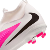 Nike Phantom 6 High Academy Gras / Kunstgras Voetbalschoenen (MG) Kids Wit Felroze Zwart