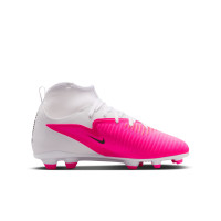 Nike Phantom 6 High Club Gras / Kunstgras Voetbalschoenen (MG) Kids Wit Felroze Zwart