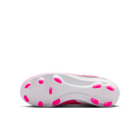 Nike Phantom 6 High Club Gras / Kunstgras Voetbalschoenen (MG) Kids Wit Felroze Zwart
