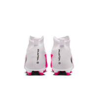 Nike Phantom 6 High Club Gras / Kunstgras Voetbalschoenen (MG) Kids Wit Felroze Zwart