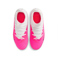 Nike Phantom 6 High Club Gras / Kunstgras Voetbalschoenen (MG) Kids Wit Felroze Zwart