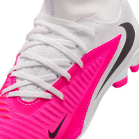 Nike Phantom 6 High Club Gras / Kunstgras Voetbalschoenen (MG) Kids Wit Felroze Zwart