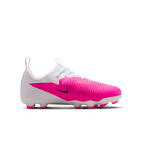Nike Phantom 6 Low Academy Gras / Kunstgras Voetbalschoenen (MG) Kids Wit Felroze Zwart