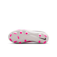 Nike Phantom 6 Low Academy Gras / Kunstgras Voetbalschoenen (MG) Kids Wit Felroze Zwart