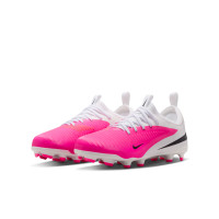Nike Phantom 6 Low Academy Gras / Kunstgras Voetbalschoenen (MG) Kids Wit Felroze Zwart