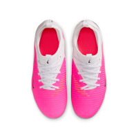 Nike Phantom 6 Low Academy Gras / Kunstgras Voetbalschoenen (MG) Kids Wit Felroze Zwart