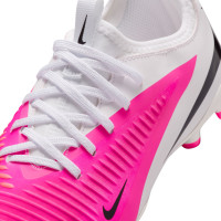 Nike Phantom 6 Low Academy Gras / Kunstgras Voetbalschoenen (MG) Kids Wit Felroze Zwart