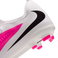 Nike Phantom 6 Low Academy Gras / Kunstgras Voetbalschoenen (MG) Kids Wit Felroze Zwart