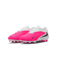 Nike Phantom 6 Low Club Gras / Kunstgras Voetbalschoenen (MG) Kids Wit Felroze Zwart