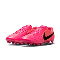 Nike Tiempo Ligera Pro Gras Voetbalschoenen (FG) Felroze Zwart