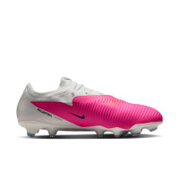 Nike Phantom 6 Low Pro Gras Voetbalschoenen (FG) Wit Felroze Zwart