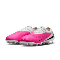 Nike Phantom 6 Low Pro Gras Voetbalschoenen (FG) Wit Felroze Zwart