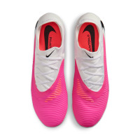Nike Phantom 6 Low Pro Gras Voetbalschoenen (FG) Wit Felroze Zwart