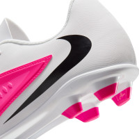 Nike Phantom 6 Low Club Gras / Kunstgras Voetbalschoenen (MG) Wit Felroze Zwart