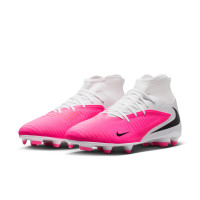 Nike Phantom 6 High Club Gras / Kunstgras Voetbalschoenen (MG) Wit Felroze Zwart