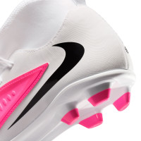 Nike Phantom 6 High Club Gras / Kunstgras Voetbalschoenen (MG) Wit Felroze Zwart