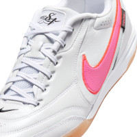 Nike Tiempo Streetgato Premium Straatvoetbalschoenen Wit Felroze Zwart