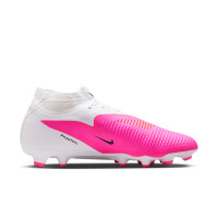 Nike Phantom 6 High Academy Gras / Kunstgras Voetbalschoenen (MG) Wit Felroze Zwart