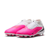 Nike Phantom 6 High Academy Gras / Kunstgras Voetbalschoenen (MG) Wit Felroze Zwart