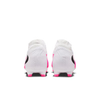 Nike Phantom 6 High Academy Gras / Kunstgras Voetbalschoenen (MG) Wit Felroze Zwart