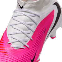 Nike Phantom 6 High Academy Gras / Kunstgras Voetbalschoenen (MG) Wit Felroze Zwart