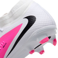 Nike Phantom 6 High Academy Gras / Kunstgras Voetbalschoenen (MG) Wit Felroze Zwart