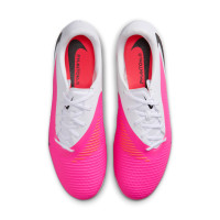 Nike Phantom 6 Low Academy Gras / Kunstgras Voetbalschoenen (MG) Wit Felroze Zwart