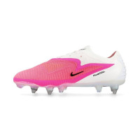 Nike Phantom 6 Low Elite IJzeren-Nop Voetbalschoenen (SG) Pro Player Wit Felroze Zwart