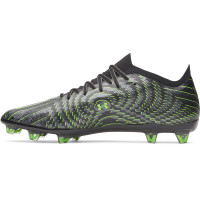 Under Armour Shadow Elite 4 Mach Gras Voetbalschoenen (FG) Zwart Metallic Black Neongroen