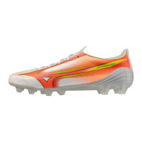 Mizuno Alpha III Pro Gras Voetbalschoenen (FG) Wit Oranje Limoen