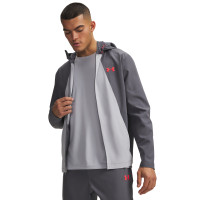 Under Armour Tech Utility Woven Trainingspak Full-Zip Donkergrijs Lichtgrijs Rood