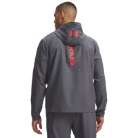 Under Armour Tech Utility Woven Trainingspak Full-Zip Donkergrijs Lichtgrijs Rood