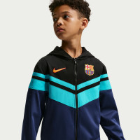Nike FC Barcelona Sportswear Tracksuit 2026-2027 Kids Black Dark Blue Teal Golden Yellow