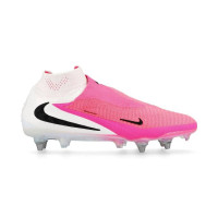Nike Phantom 6 High Elite Crampons Vissés Chaussures de Foot (SG) Blanc Rose Vif Noir