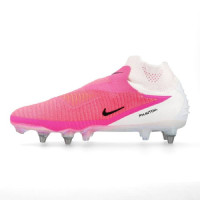 Nike Phantom 6 High Elite IJzeren-Nop Voetbalschoenen (SG) Wit Felroze Zwart